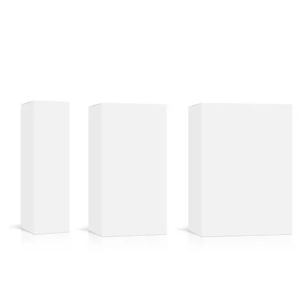 Vector illustration of Realistic white box packaging isolated on white background. Vector