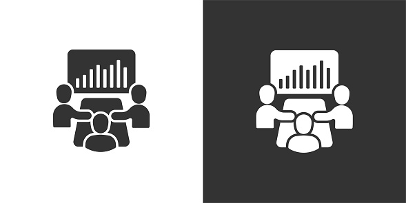 Meeting solid icons. Containing data, strategy, planning, research solid icons collection. Vector illustration. For website design, logo, app, template, ui, etc
