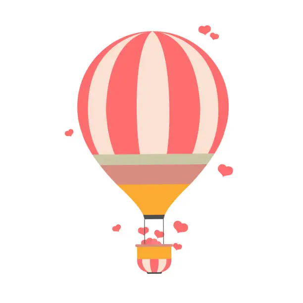 Vector illustration of Vector illustration air balloon with hearts