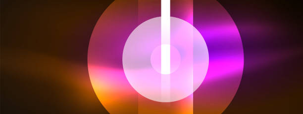 istock Abstract design pulsates with neon glowing light effects, casting an entrancing glow in the darkness, captivating the eye with its vibrant energy. Glass circles neon glowing light effects 2082419965