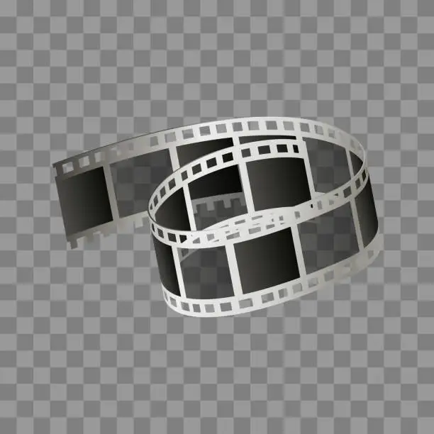 Vector illustration of Vector 3d realistic film roll on a gray background