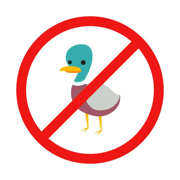 Vector illustration of No Mallard Duck Sign on White Background