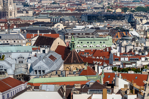 Rooftops and homes in Vienna, Austria