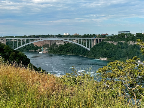 Bridge over Niagara Falls, the border between the American and Canadian sides. Ontario, Canada.