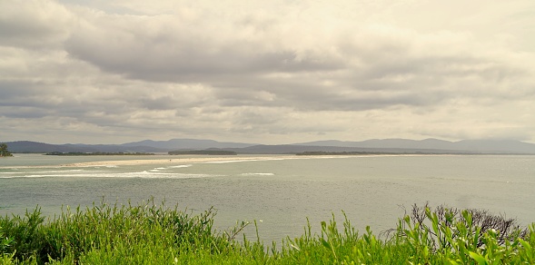 View of Mallacoota Inlet and coastline, Bastion Point, East Gippsland, border of New South Wales and Victoria, Australia