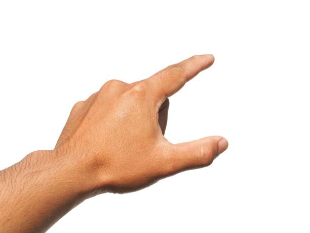 istock Men's hands making gestures like  I'm pointing at something.  or touch the phone screen  Isolated on white background. 2082599117