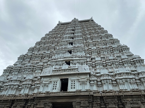 Arunachaleswarar Temple Gopuram in Tiruvannamalai in Tamil Nadu, India.