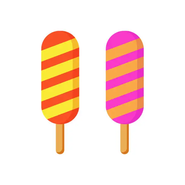 Vector illustration of Vector two ice creams with different colors on them