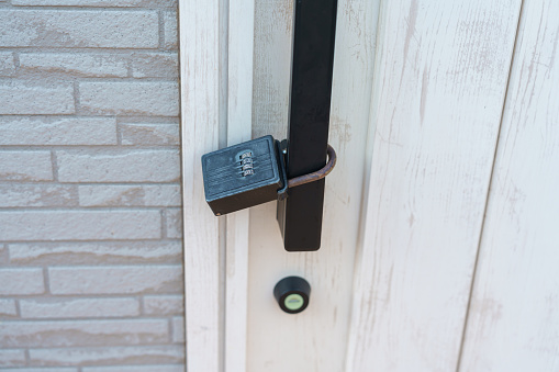 door lock with number code at home or apartment. keyless, domestic lifestyle concepts