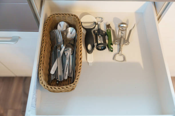istock Stainless Forks, Spoons and wine bottle opener in apartment or Home. Kitchenware, dinnerware, lifestyle domestic concept 2082630087