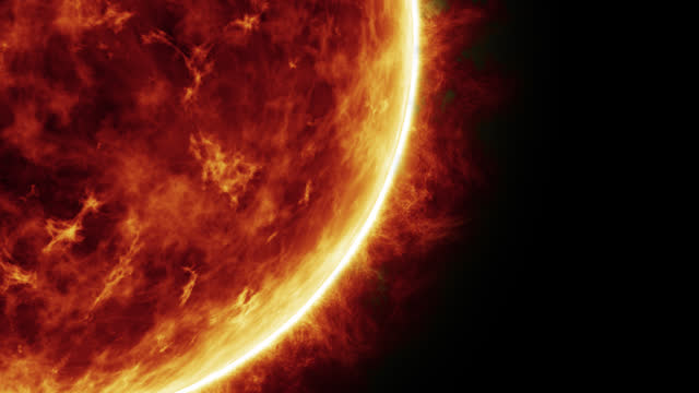 Close Up Solar Energy, Burning Sun, Animation Seamless Loop, Alpha Channel.4K.