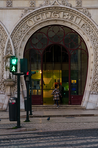 Entrance to the Hotel Avenida Palace in Lisbon, Portugal. February 1, 2024.