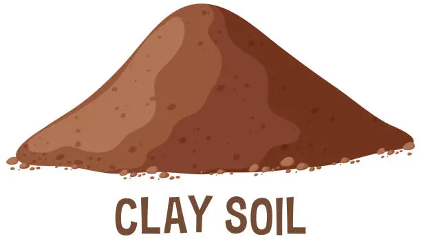 Vector illustration of Brown clay soil pile with labeled text