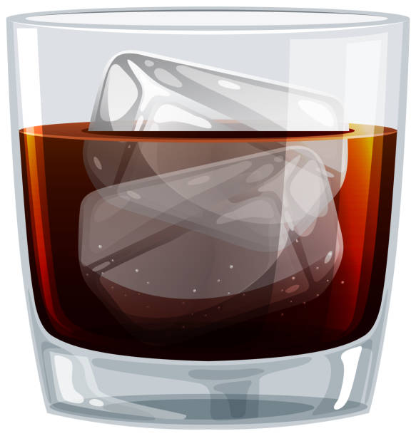 векторная иллюстрация виски в стакане со льдом - barware stock illustrations