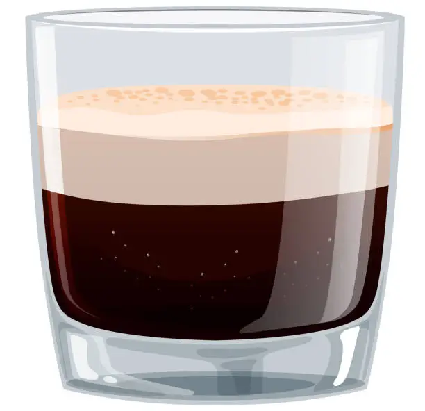 Vector illustration of Stylized graphic of a coffee beverage in a glass