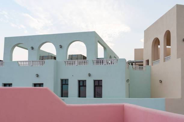 istock Colorful Streets and Mosque Photo, Mina District Corniche, Doha Marina Doha, Qatar 2082681624