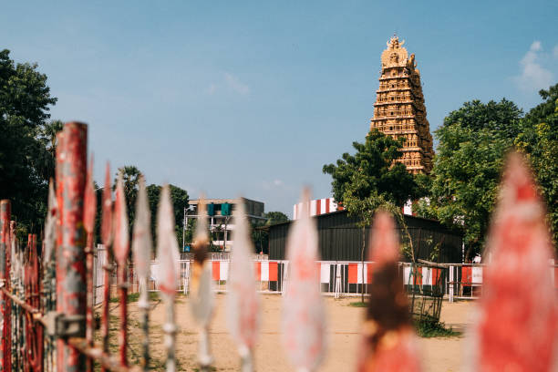 temple nallur kandaswamy à jaffna, sri lanka - gopuram architecture and buildings temple sri lanka photos et images de collection