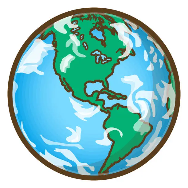 Vector illustration of Earth. North and South America and Atlantic and Pacific Oceans.