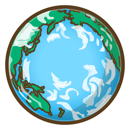 Earth. Pacific Ocean, Oceania, Asia and America. Vector illustration.
