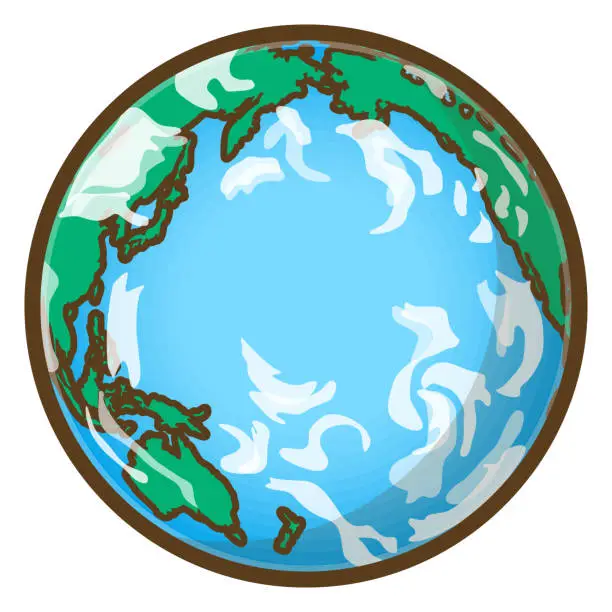 Vector illustration of Earth. Pacific Ocean, Oceania, Asia and America.