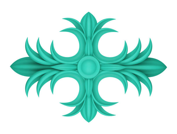 3D illustration render element of openwork decor of different colors on white background