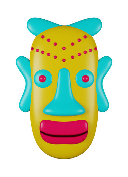 istock 3D illustration render mask inspiration native yellow color multicolored on background 2082778904