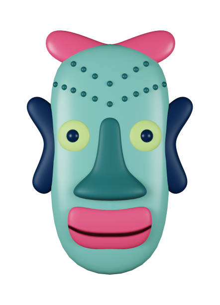 istock 3D illustration render mask inspiration native yellow color multicolored on background 2082778905