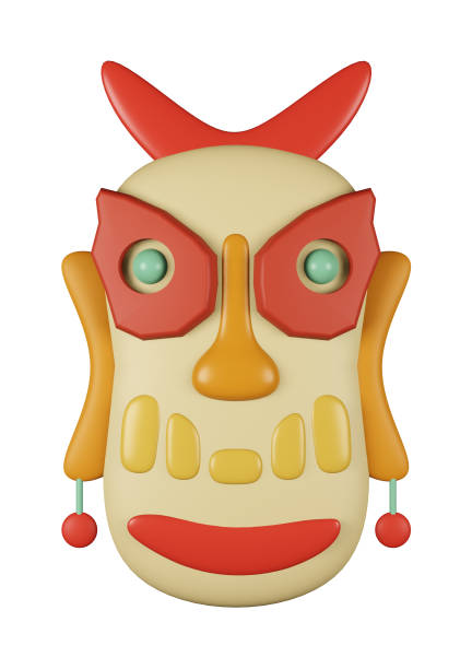 istock 3D illustration render mask inspiration native yellow color multicolored on background 2082779423
