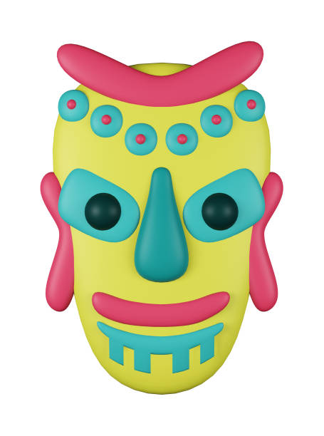 istock 3D illustration render mask inspiration native yellow color multicolored on background 2082779428
