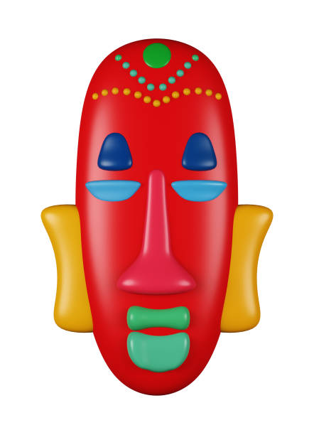 istock 3D illustration render mask inspiration native yellow color multicolored on background 2082779438