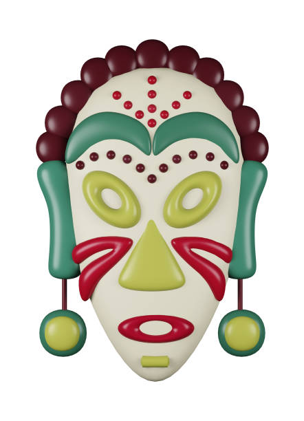 istock 3D illustration render mask inspiration native yellow color multicolored on background 2082779782