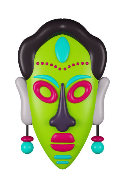 istock 3D illustration render mask inspiration native yellow color multicolored on background 2082780484