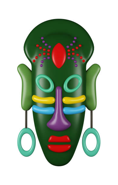 3D illustration render mask inspiration native yellow color multicolored on background