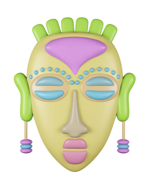 istock 3D illustration render mask inspiration native yellow color multicolored on background 2082781016