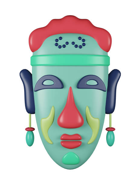 istock 3D illustration render mask inspiration native yellow color multicolored on background 2082781033