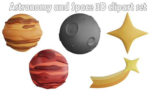 Astronomy and space clipart element ,3D render astronomy and space concept isolated on white background icon set No.3