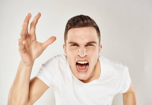 istock Aggressive man gestures with his hands nervousness madness model 2082853671