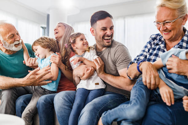 istock Cheerful extended family having fun together at home. 2082862039