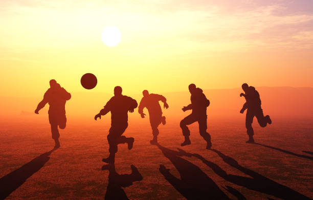 Silhouette of athlete with the ball.,3D rendering