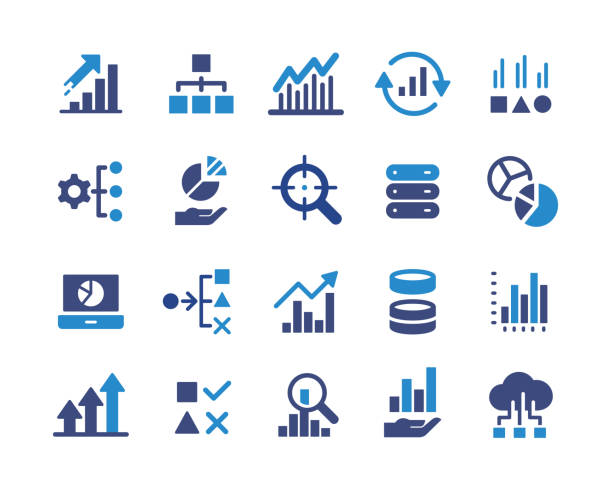 stockillustraties, clipart, cartoons en iconen met data analytics icons - classic graphic series - gegevens