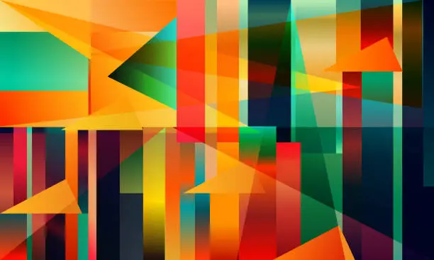 Vector illustration of Abstract colorful background with squares and triangle.