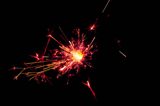 fireworks on black background stock photo