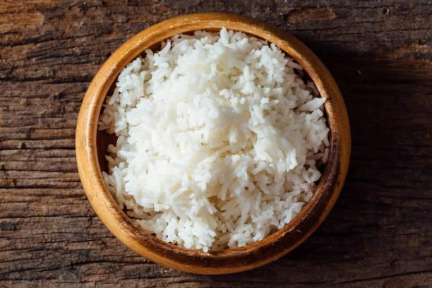 istock Steamed rice in a wooden bowl 2082905849