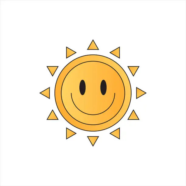 Vector illustration of Vector smiling sun isolated on white background