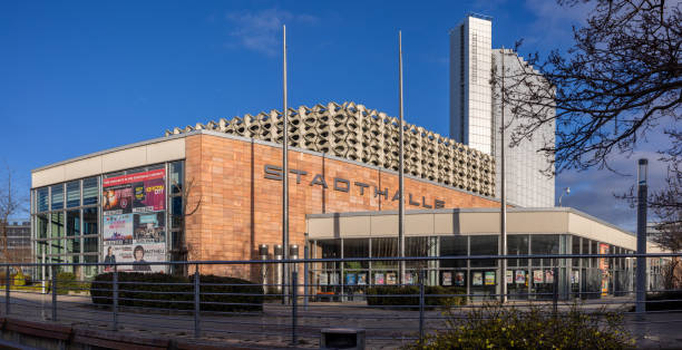 On March 11th 2024, a panoramic view of the Stadthalle, the City Concert Hall, in Chemnitz.