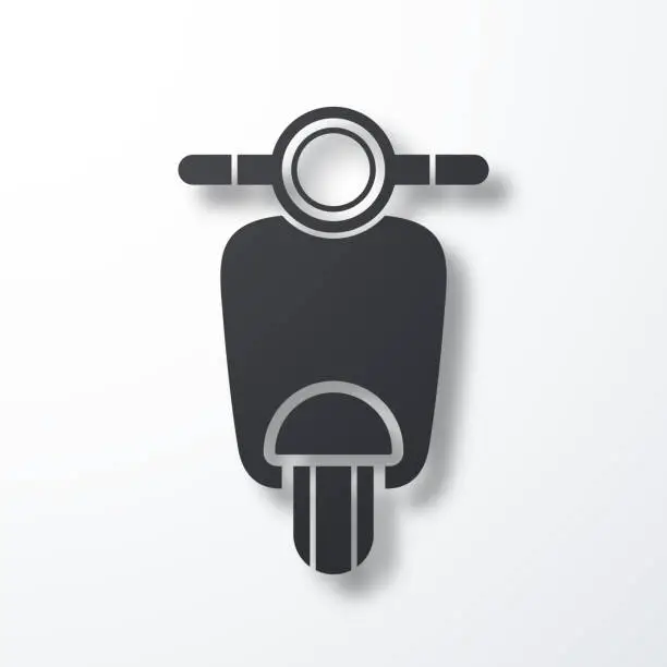 Vector illustration of Scooter motorcycle - front view. Icon with shadow on white background