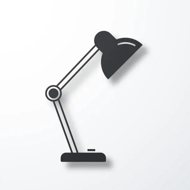 Vector illustration of Desk Lamp. Icon with shadow on white background