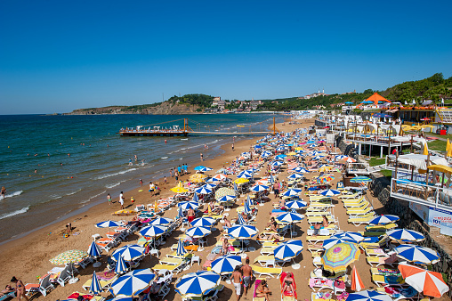 İstanbul, Turkey - June 22, 2013: A beach on the Black Sea coast of Istanbul Kilyos.