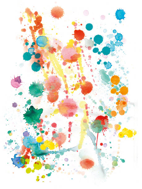 istock Drops and blots together with watercolor and gouache monotypes isolated on a white background 2082965623
