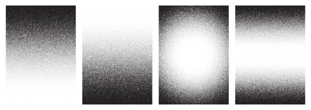 noise grain background, pointillism dots gradient or dotwork pattern, vector stipple effect. grain noise halftone or grainy texture or dotwork grain noise - renk geçişi stock illustrations